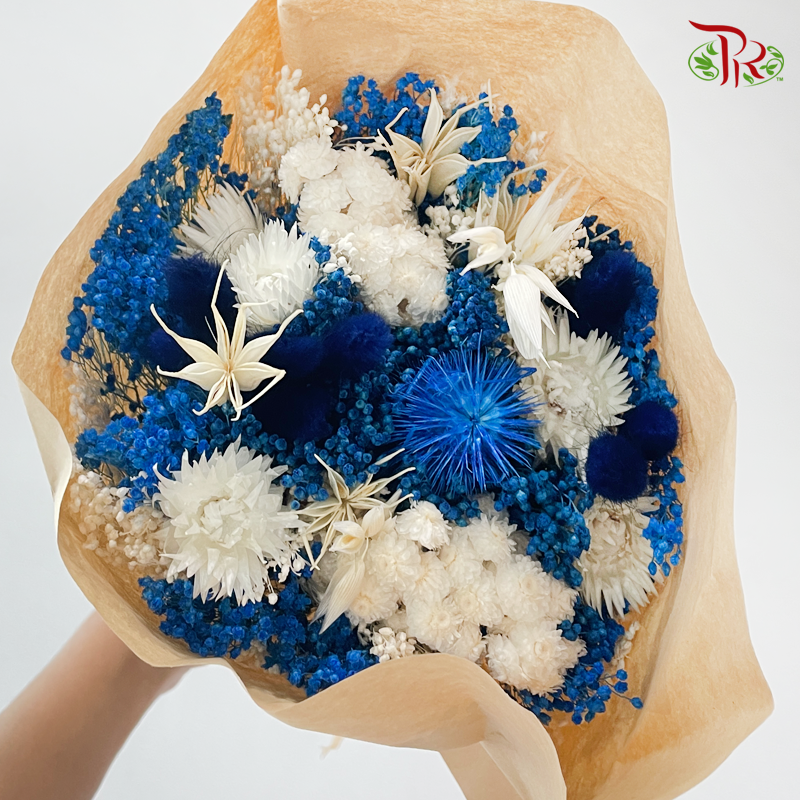 Dried Mix Bouquet - Blue With White