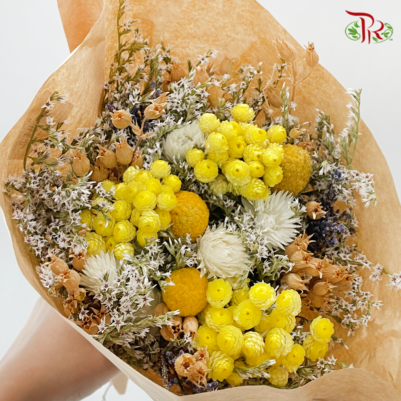 Dried Mix Bouquet - Yellow With White