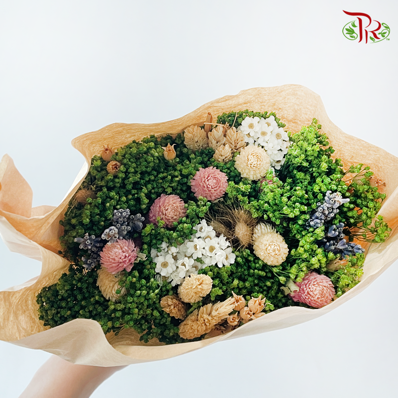 Dried Mix Bouquet - Green With Dusty Pink