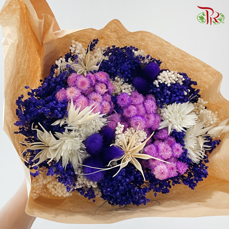 Dried Mix Bouquet - Purple With White