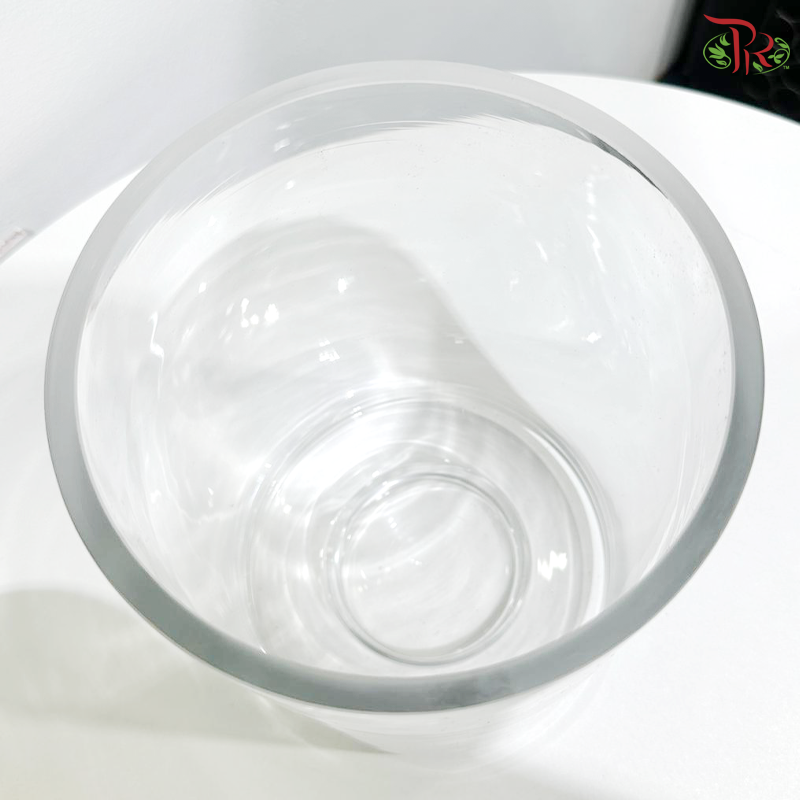 276739 - Glass Jar Vase With Wood Stand - Light Brown (266739W)