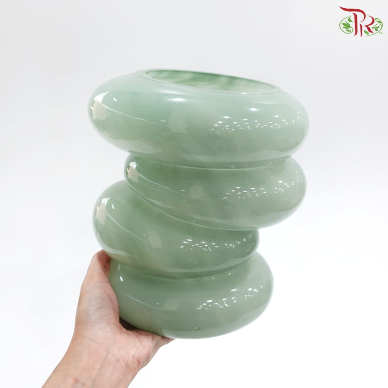 Y189522 - Jade Green Bubble Swirl Vase