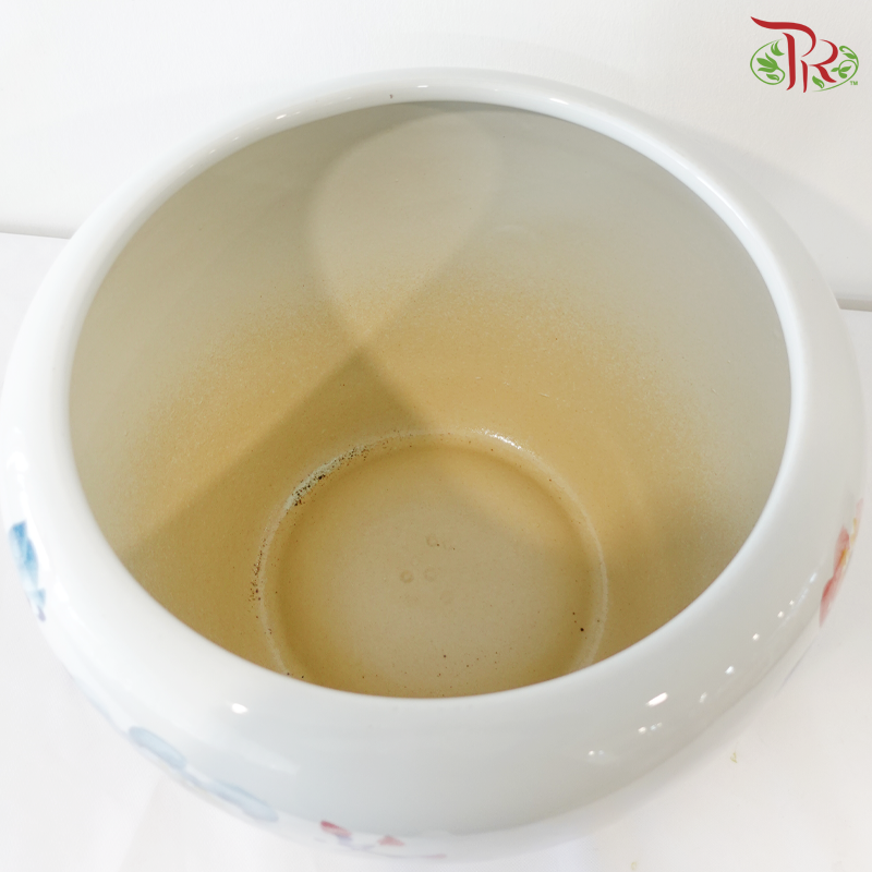 ZZY - Blue Red Peony Pot (No Hole) (L Size)