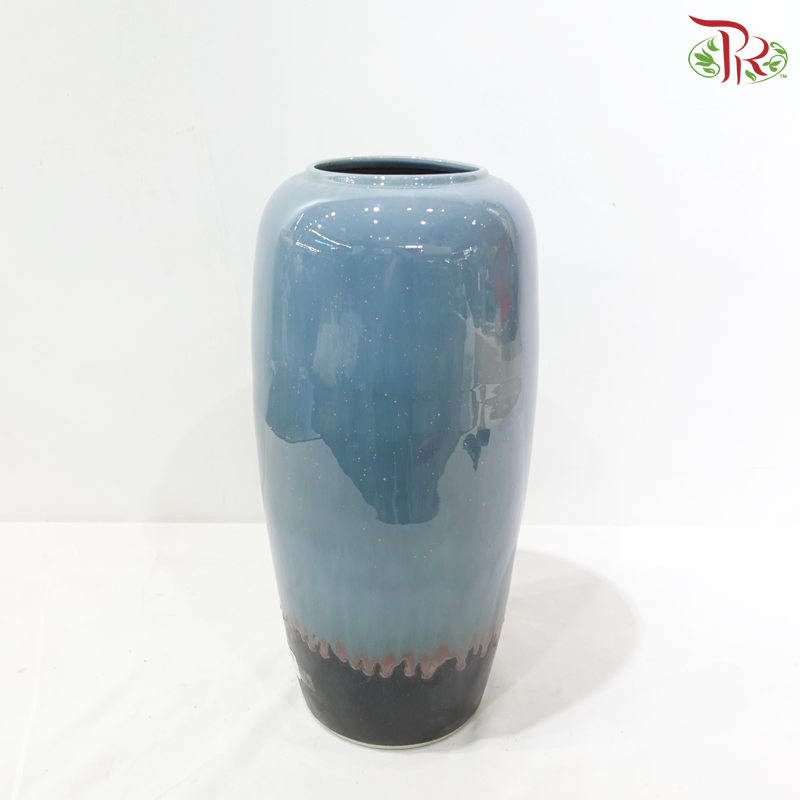 Blue With Brown Bottom Cylinder Vase (With Size Option)