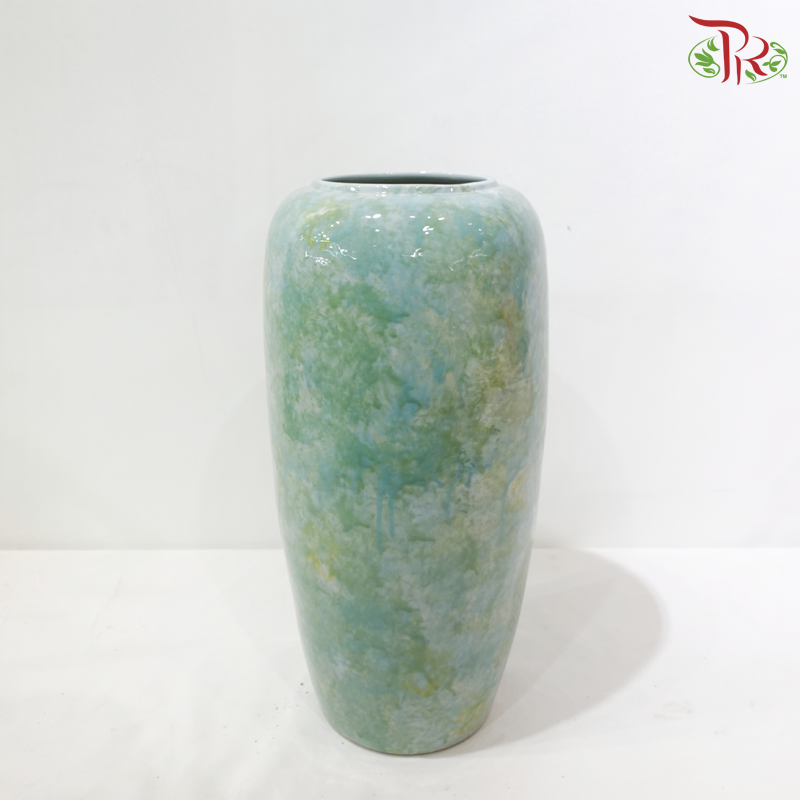 Bicolour Green & Turquoise Cylinder Vase (Rounded Edge Vase) (With Size Option)