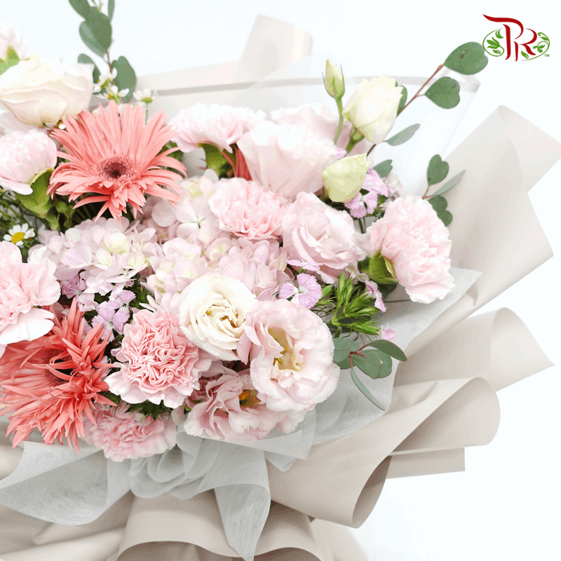 Assorted Soft Pink Flower Tone Hand Bouquet - M/L size-Pudu Ria Florist-prflorist.com.my