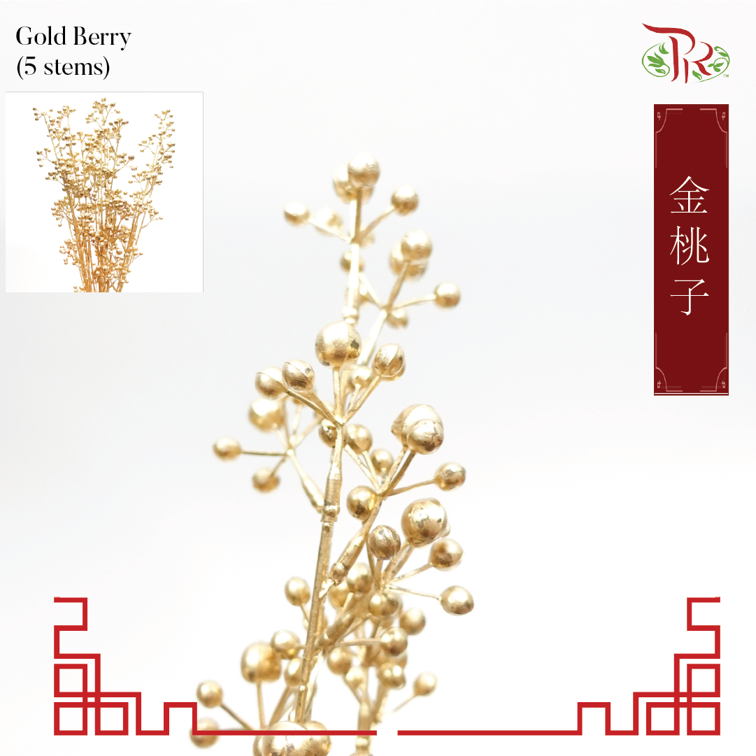 CNY Gold Leaf - Berry (5 Stems)-China-prflorist.com.my