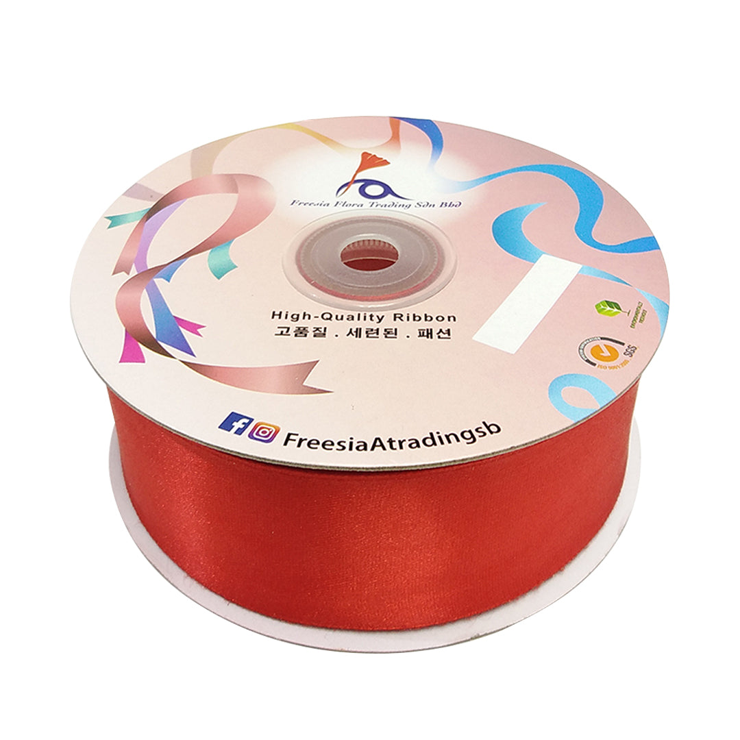 FRB063#6 Red - Satin Ribbon-Pudu Ria Florist-prflorist.com.my