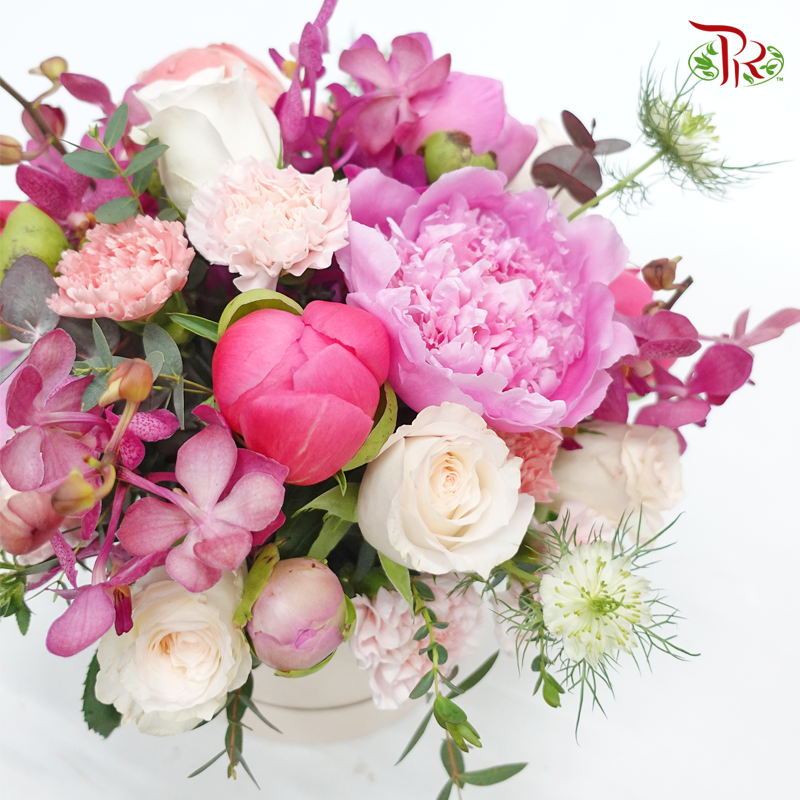 Premium Pink Peony Arrangement( White Box)-Pudu Ria Florist-prflorist.com.my