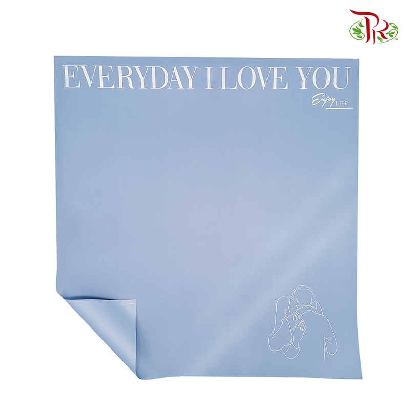 Wrapping Paper Opp Solid Matte - Grey Blue & White FPL101#6 - Pudu Ria Florist