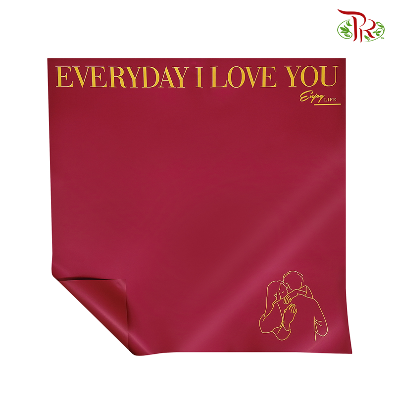 Wrapping Paper Opp Solid Matte - Maroon & Gold FPL101#9 - Pudu Ria Florist