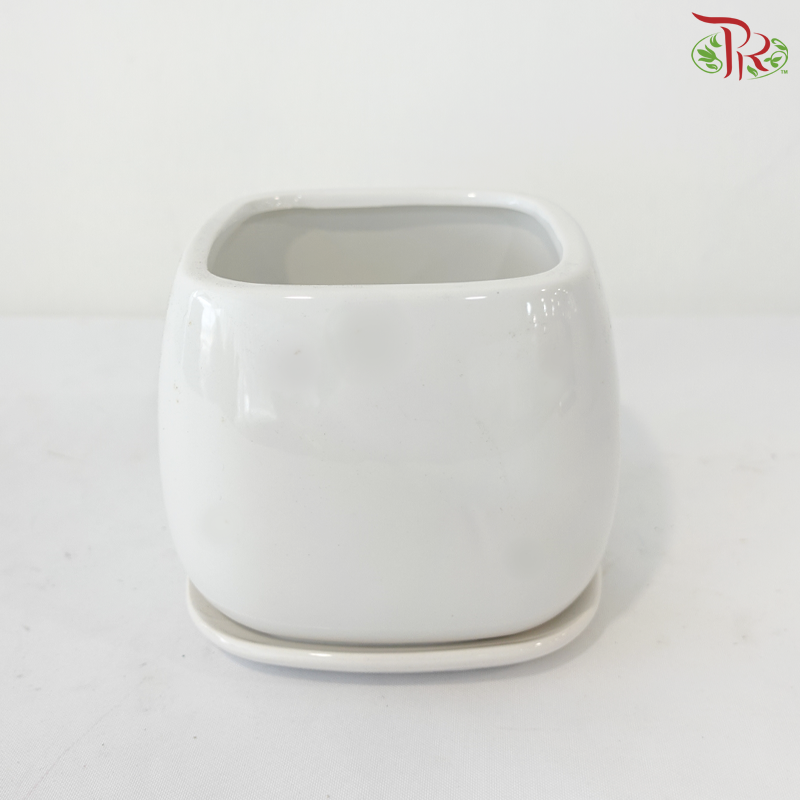 0229 White Pot - Pudu Ria Florist
