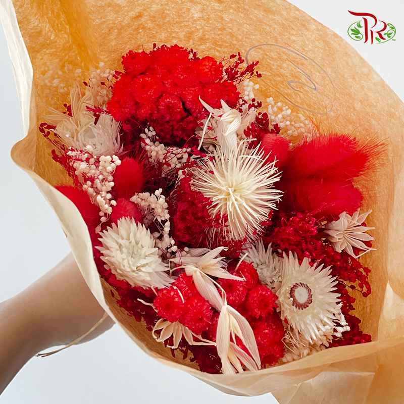 Dried Mix Bouquet - Red With White