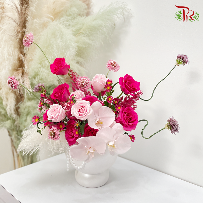 Hot Pink Theme Flower Arrangement (In Vase/ Hand Bouquet) - Pudu Ria Florist