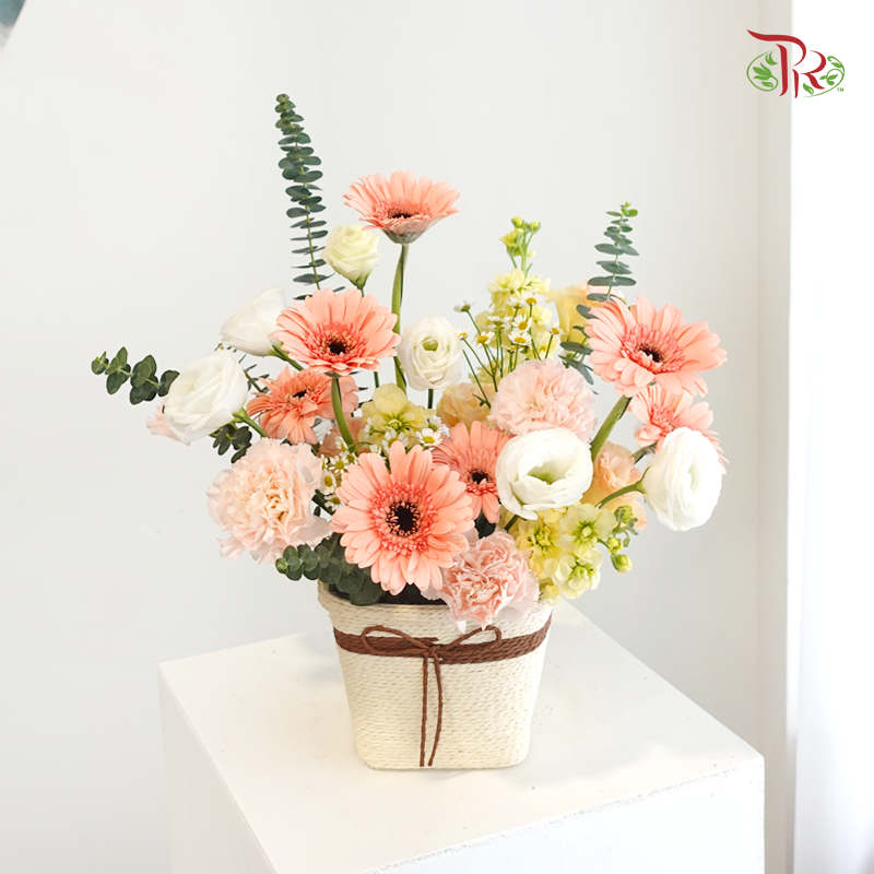 Peach Butter Sunshine Flower Basket