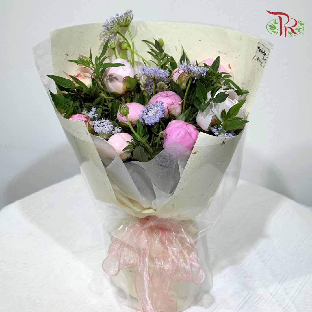 Blooming Garden Peonies Hand Bouquet