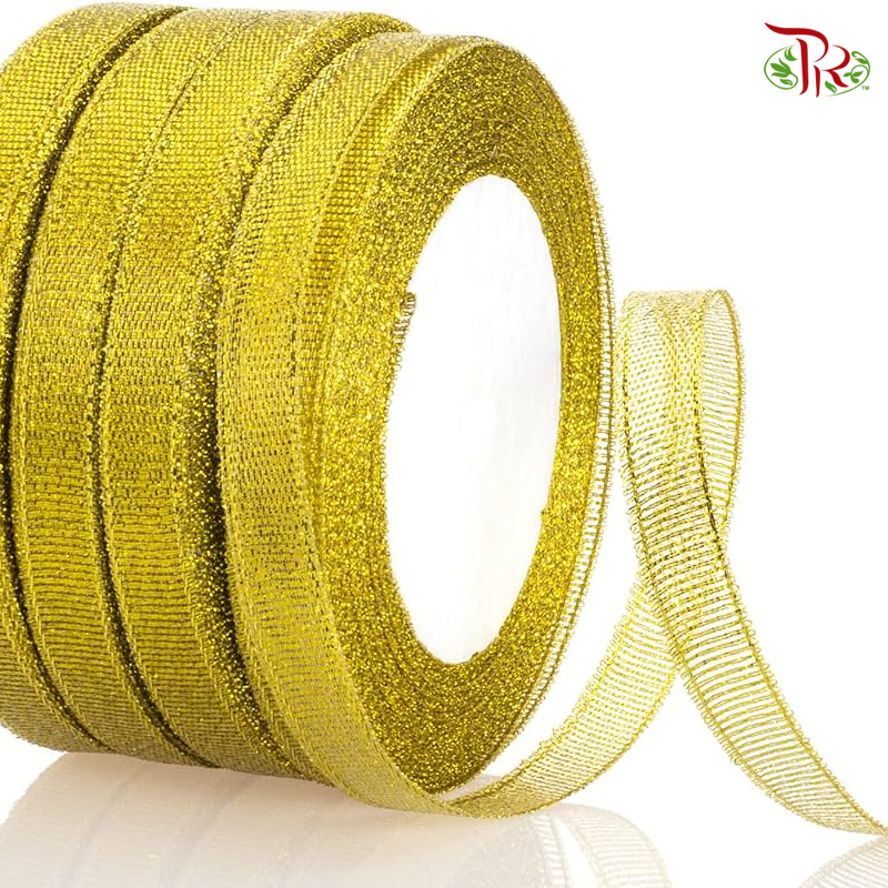 10MM SPARKLING TEXTURE RIBBON- FRB004#1-Gold-Pudu Ria Florist-prflorist.com.my