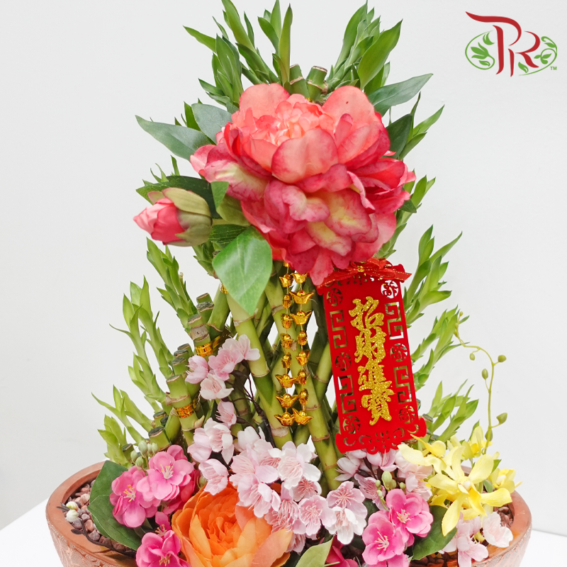 CNY 8 Golden Triangle Bamboo Arrangement《竹蛇献瑞》(Random Choose Design & CNY Ornaments)