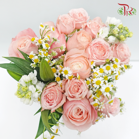 Signature Weekly Flower Bunch - Soft Serenity (Lily, Rose Spray, Matricaria & Matthiola) (Big Bunch)