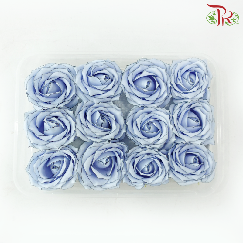 12 Blooms Premium Soap Flower - Blue With Black Liner (FBA080 #4)