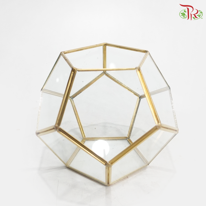 16Y1915J - Glass Hexagon Terrarium Vase (Gold Color)