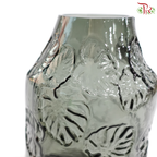 18H1924 -  Gray Vase With Leaf Design