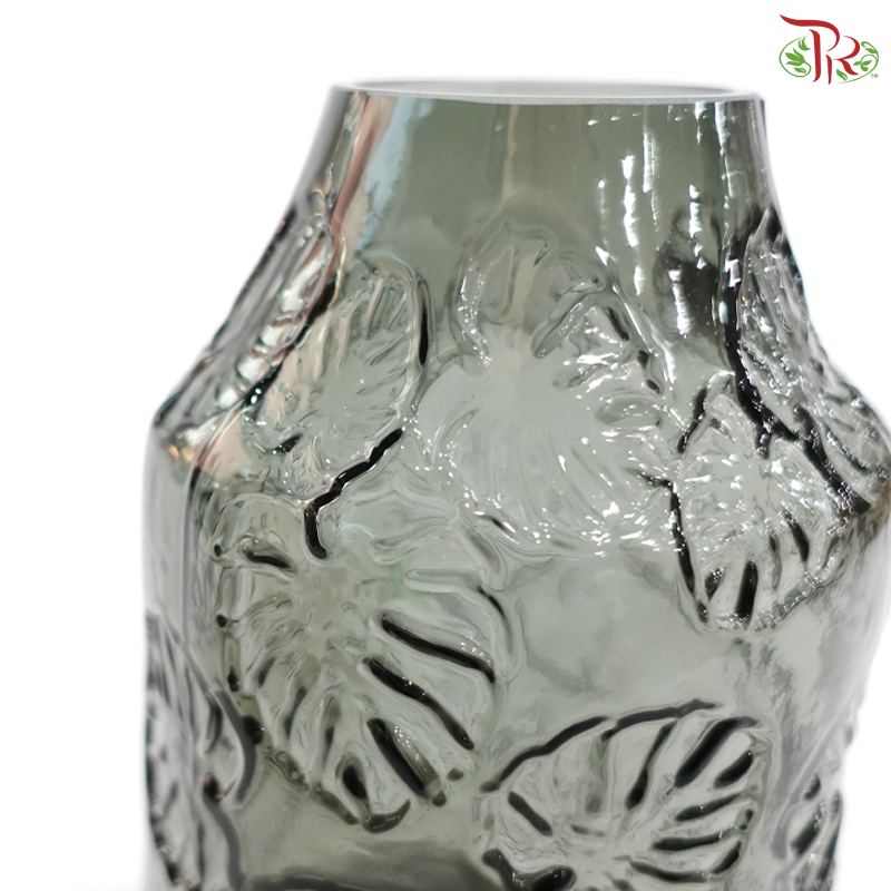 18H1924 -  Gray Vase With Leaf Design