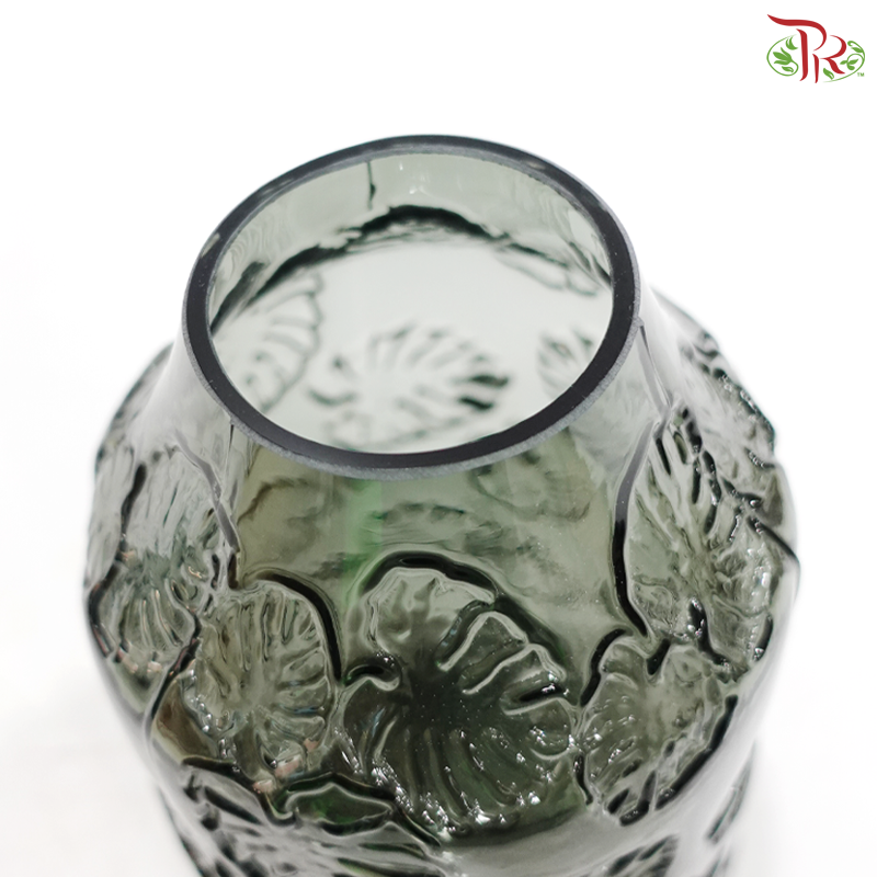 18H1924 -  Gray Vase With Leaf Design