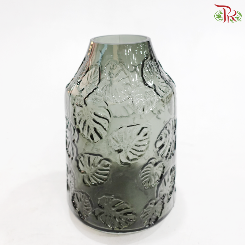 18H1924 -  Gray Vase With Leaf Design