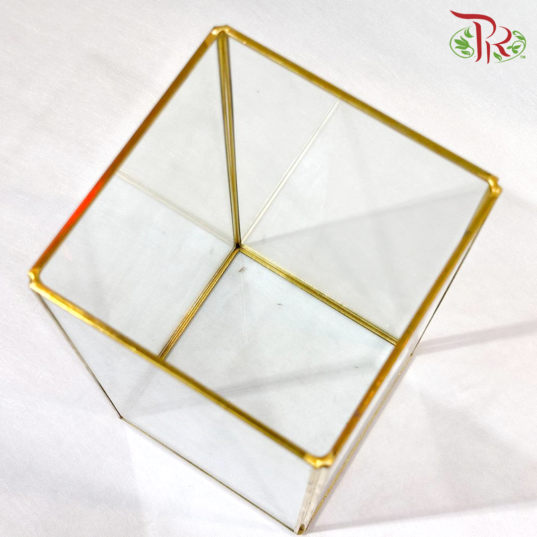 194025J - Golden Frame Tall Square Vase （194025J）