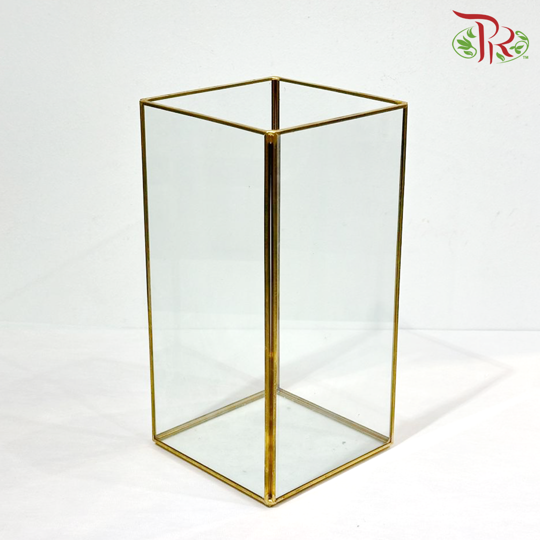 194025J - Golden Frame Tall Square Vase （194025J）