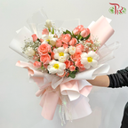 Pink Fluoro Fling - Rose With Tulips Arrangement