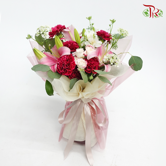 Lily In Pink With Carnation (M) - Pudu Ria Florist