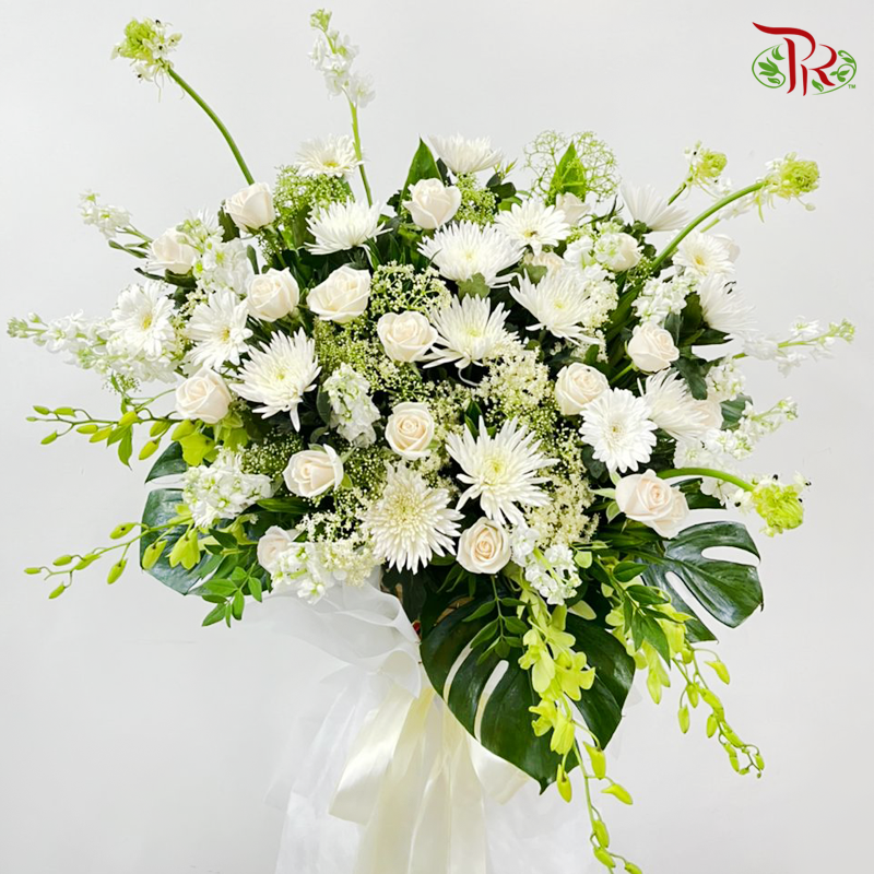 Condolence Wood Stand - Flower Arrangement