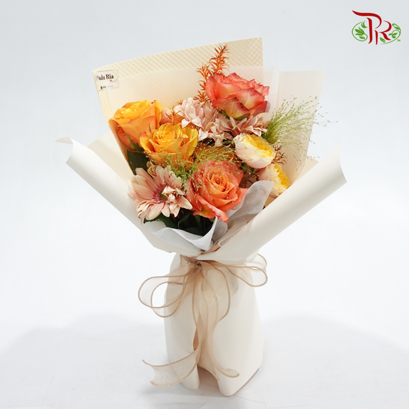 Signature Weekly Flower Bunch - Twilight Bliss (Gerbera, Rose, Rose Spray & Melaleuca Gold Leaf) (Medium Bunch)