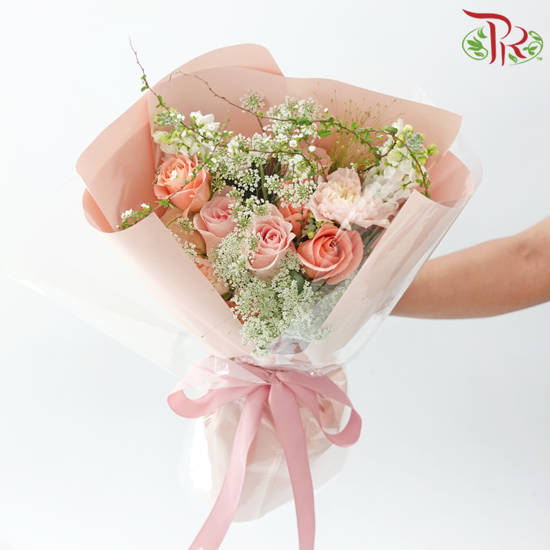 Signature Weekly Flower Bunch - Celeste Garden (Rose, Snowflake, Matthiola & Ammi Majus) (Big Size)