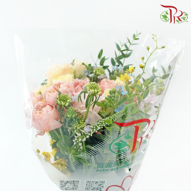 Signature Weekly Flower Bunch - Peach Palette (Rose Spray, Eustoma, Scabiosa, & Dancing Lady) (Big Size)