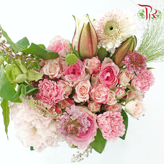 Signature Weekly Flower Bunch - Pink Oasis (Lily, Rose Spray, Eustoma & Gerbera) (Big Size)