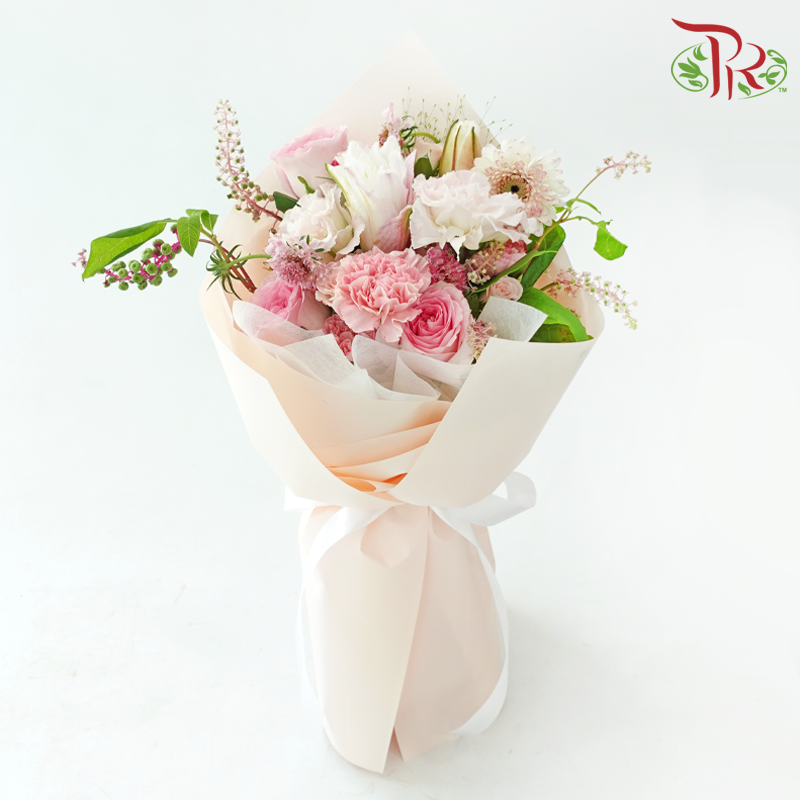 Signature Weekly Flower Bunch - Pink Oasis (Lily, Rose Spray, Eustoma & Gerbera) (Big Size)