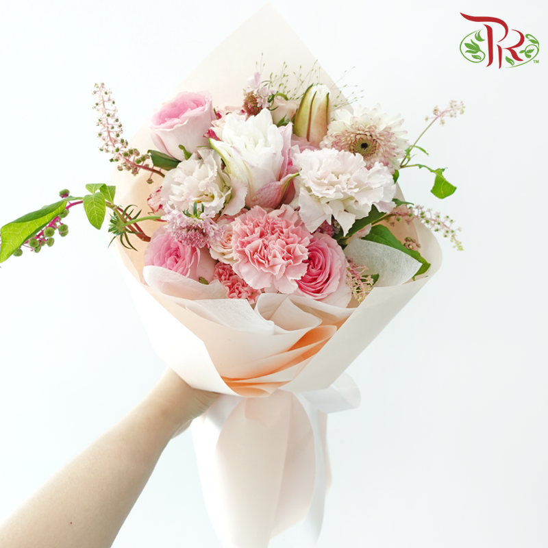 Signature Weekly Flower Bunch - Pink Oasis (Lily, Rose Spray, Eustoma & Gerbera) (Big Size)