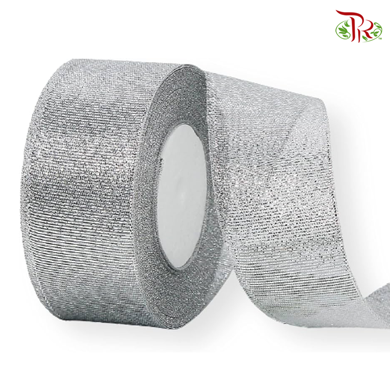 25MM SPARKLING TEXTURE RIBBON- FRB009#2-Silver-Pudu Ria Florist-prflorist.com.my