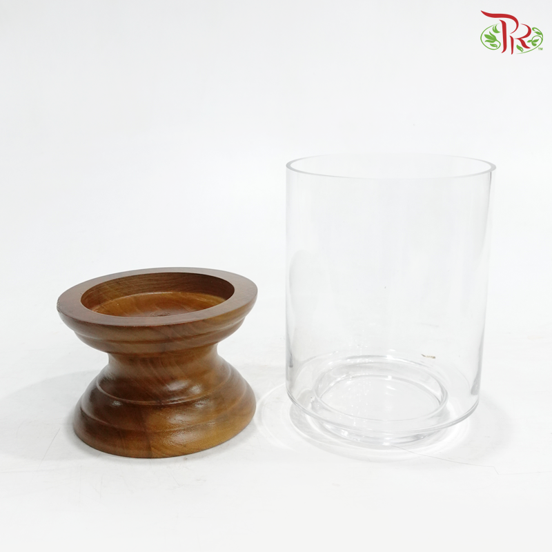 Y276739W - Glass Jar With Wood Stand
