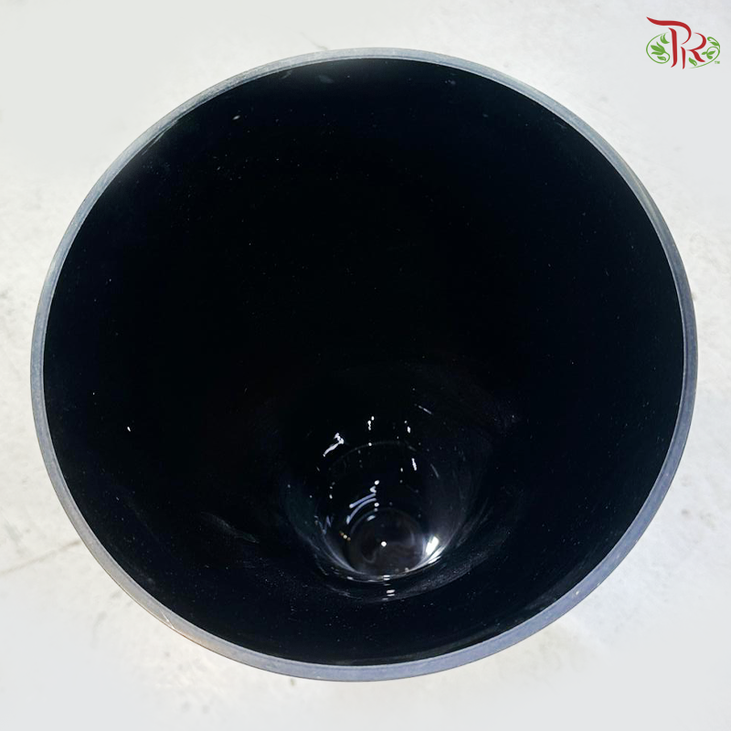 Modern Black With Silver Base Tall Vase