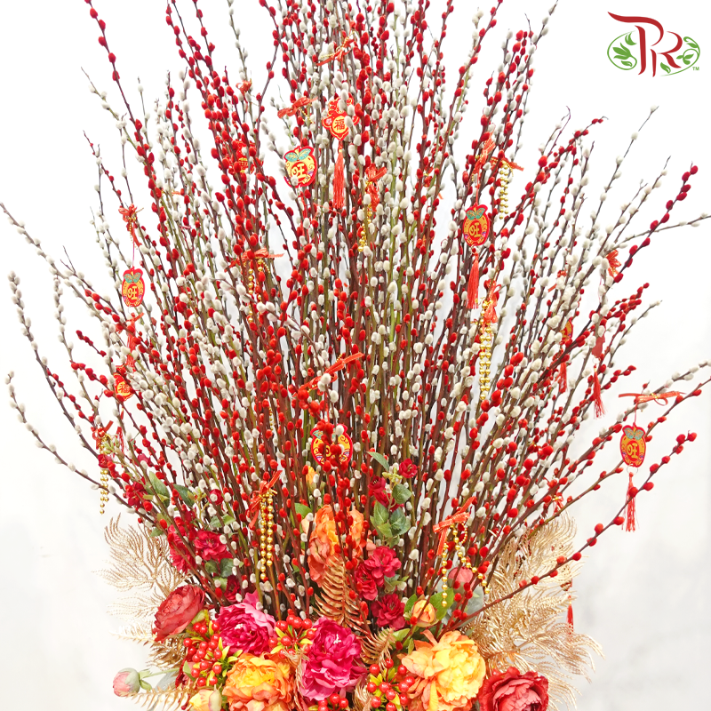 New Year Breeze《春风迎面》(Random Choose Pussy Willow Colour, Floral Design & CNY Ornaments)