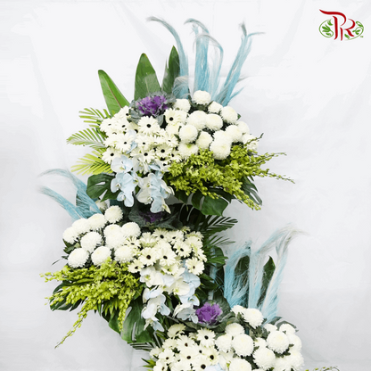 Condolence Stand - 3 Tiers White Tone Flower Arrangement - Pudu Ria Florist