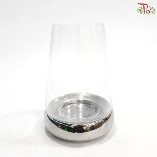 431928T - Detachable Glass Jar Vase With Silver Colour Base