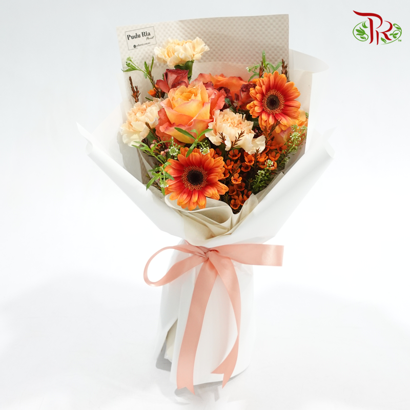 Signature Weekly Flower Bunch - Marmalade Magic (Gerbera, Rose Spray, Carnation & Wax Flower) (Medium Bunch)