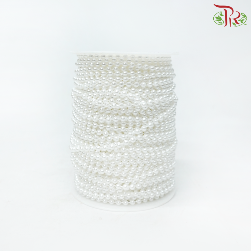 4MM Pearl White Bead Ribbon (50 Meter)-Pudu Ria Florist-prflorist.com.my