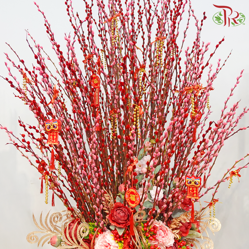 Sweet Blossom Fortune《甜蜜花开，财运来》(Random Choose Pussy Willow Colour, Floral Design & CNY Ornaments)