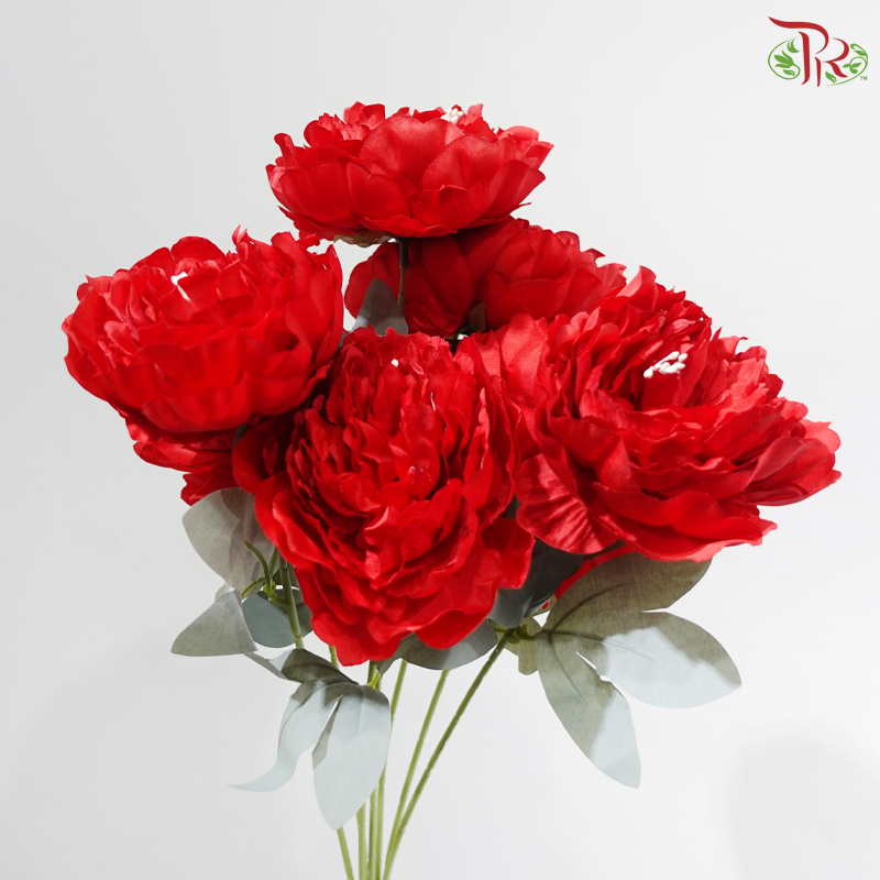 52cm - Artificial Peony Bush Red (2 Stems)